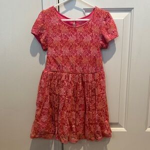Place Kids Dress in Pink and Orange Floral Lace
